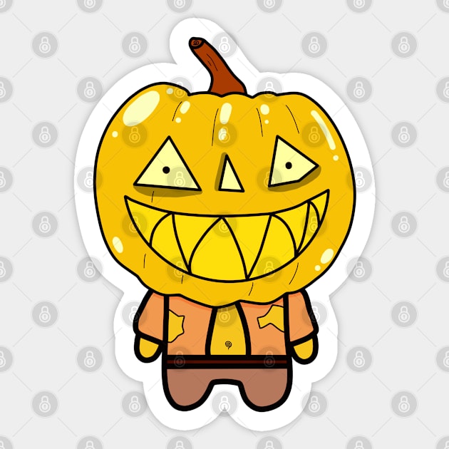 Yellow Zombie Pumpkin Man of Halloween Sticker by BoboSong